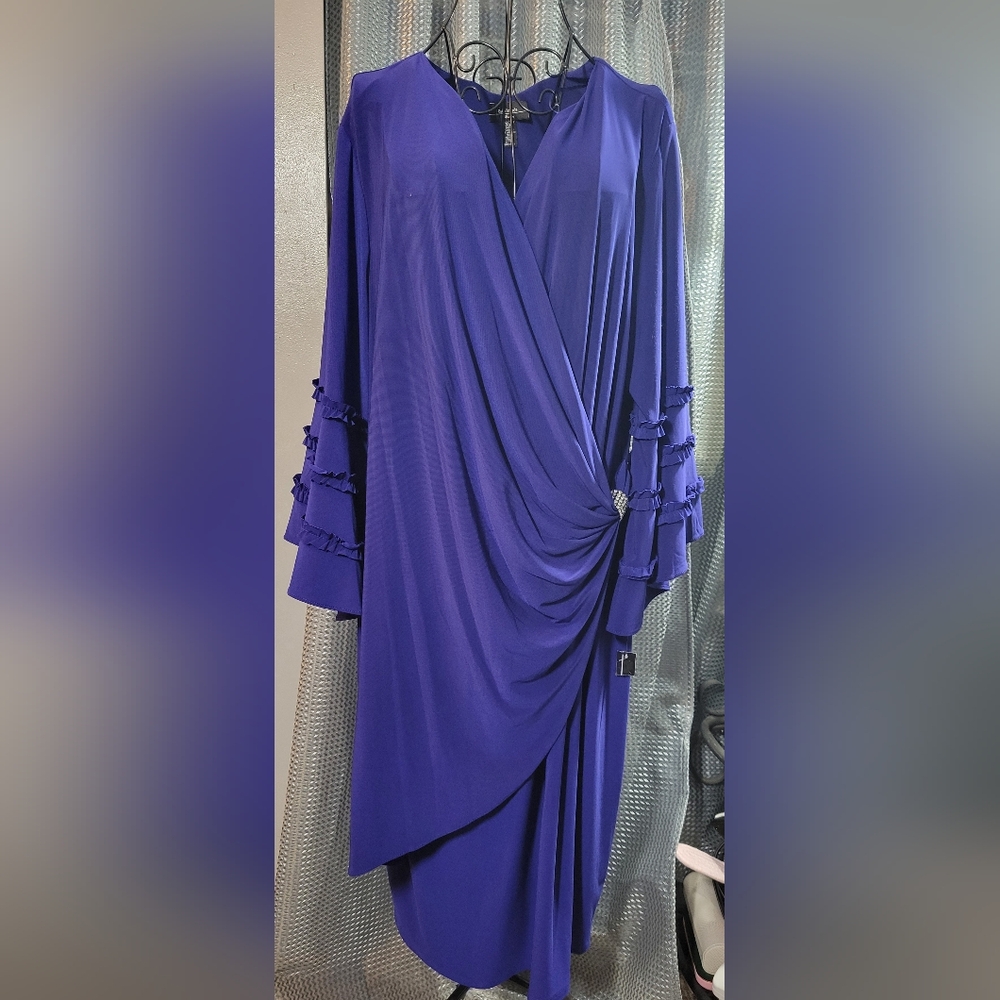 R & M Richards Asymmetrical Sapphire Dress